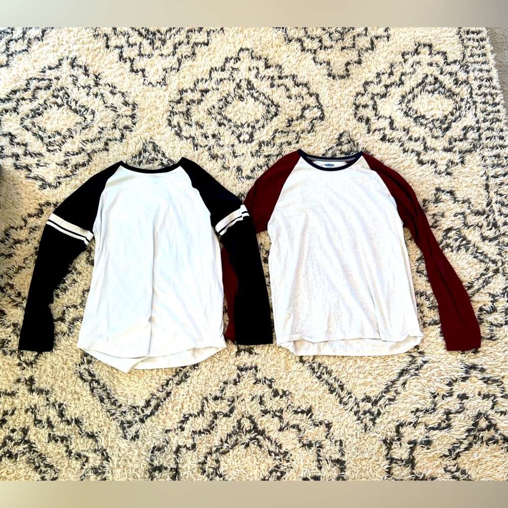 Men’s Long Sleeve Shirt Lot Forever 21 & Old Navy Color Block Baseball Style XL